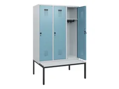 locker met bank,HxBxD 1950x1200x815mm,3vak,vak B 400mm,draaigrendel