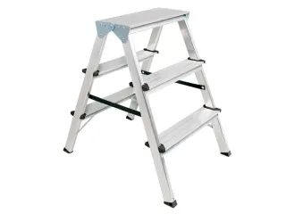 dubbele aluminium ladder,beide zijden,2x3trede(n),bordes H 0,65m - 1