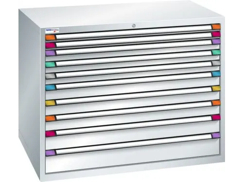 ladekast HxBxD 1000x1205x695mm 10laden RAL7035 front RAL7035