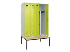 PBM-locker met bank,HxBxD 2120x1200x815mm,4vak,vak B 300mm