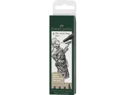 Tekenstift Faber Castell Pitt Artist Pen 4 Stuks Etui Zwart