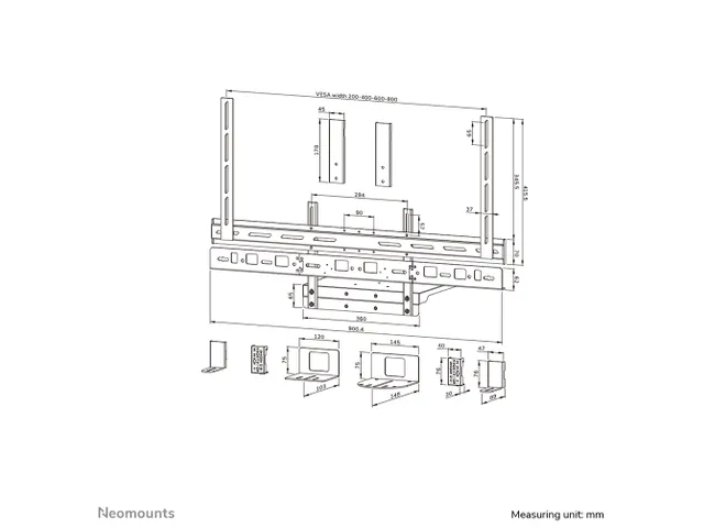 Neomounts AV60-500BL Videobar en laptophouder kit 43-110 inch - max 8