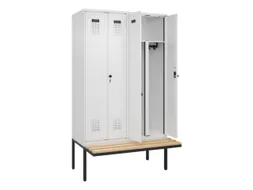 PBM-locker met bank,HxBxD 2120x1200x815mm,4vak,vak B 300mm