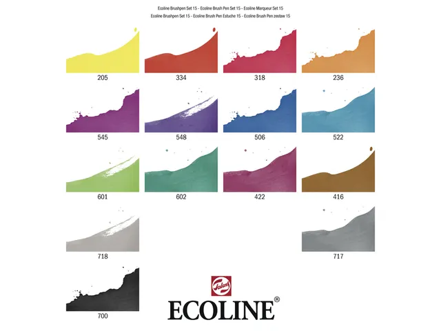 Brushpen Talens Ecoline set à 15 kleuren