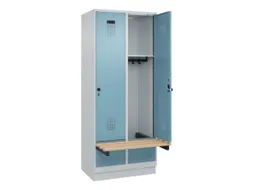 locker met bank,HxBxD 1950x800x815mm,2vak,vak B 400mm,draaigrendel
