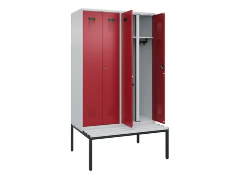 locker met bank,voor scheiding van kleding,HxBxD 2120x1200x815mm,4vak