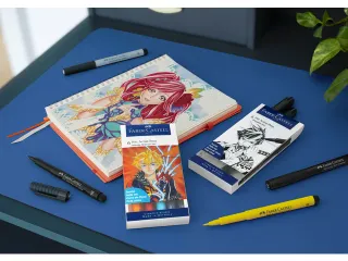 Tekenstift Faber-Castell Pitt Artist Pen Mangaka 6-delig etui zwart - 3
