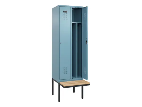 locker met bank,voor scheiding van kleding,HxBxD 2120x600x815mm,2vak