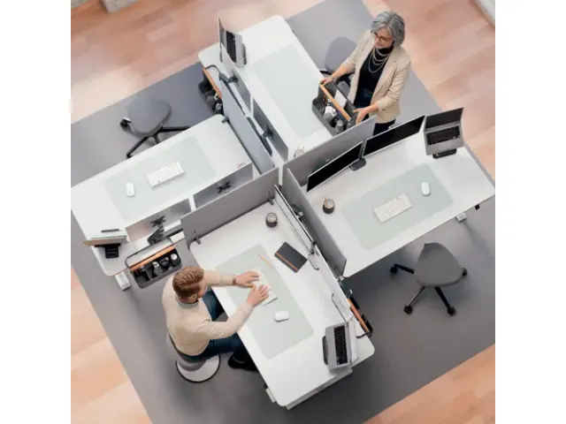 Ergo bureau assis/debout, ft plateau 140 x 80 cm, électrique, sur pie