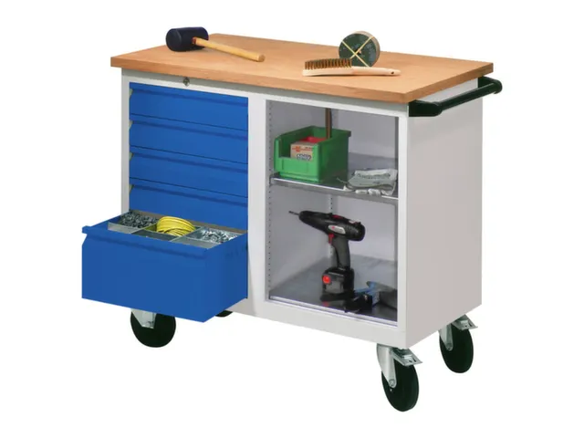 Établi Mobile Charge Maxi. 400Kg Tôle D'acier Ral7035 Façade Ral501