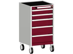 ladekast verrijdbaar 980x525x525mm 5laden RAL7035 front RAL3004