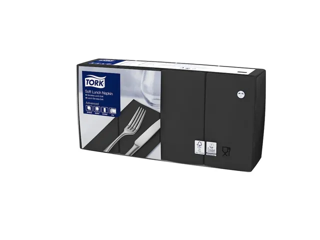 Serviette Tork 477881 Soft Lunch 3 ép 33x33cm Noir
