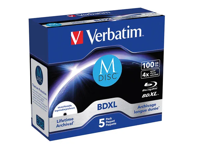 Verbatim Blue Ray MDISC BDXL 100Gb 4X 43834 Xl M-Disc Jewel Case Print