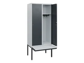 locker met bank,HxBxD 1950x800x815mm,2vak,vak B 400mm,cil.-slot - 2