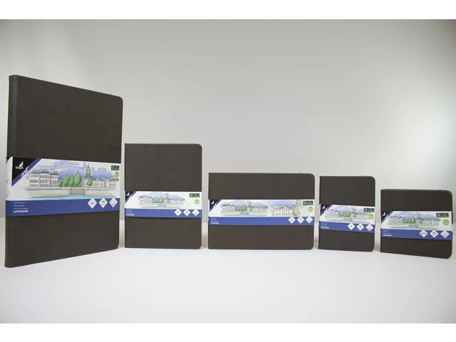 Schetsboek Kangaro 12x12cm cold grey PU HC 80 vel 140gr roomwit met el