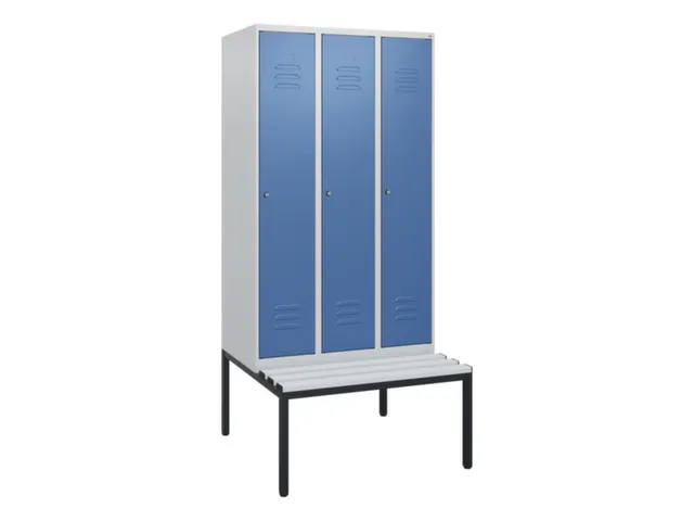 locker met bank,HxBxD 1950x900x815mm,3vak,vak B 300mm,cil.-slot