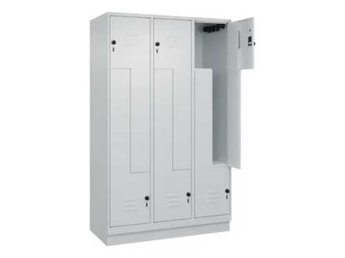 Z-garderobekast,HxBxD 1950x1200x500mm,vak B 200/400mm,draaigrendel