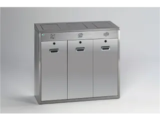 afvalverzamelstation 3x48 liter HxBxD 920x1000x430mm nee deksel RVS - 1