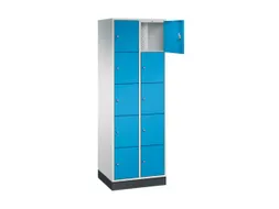 lockerkast,RAL 7035/RAL 5012,HxBxD 1950x620x500mm,2x5vakken,cil.-slot