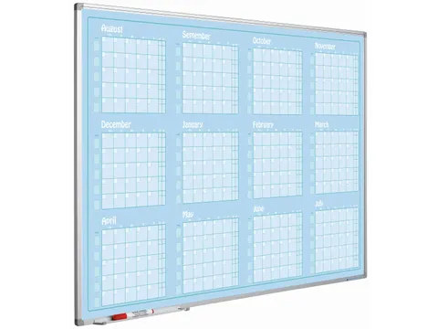 Magnetische Jaarplanner 90x120cm Blauw Softline Profiel Aug-Jul Engels