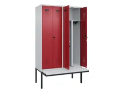 PBM-locker met bank,HxBxD 2120x1200x815mm,4vak,vak B 300mm