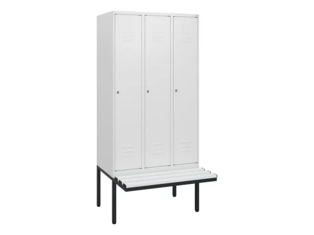 locker met bank,HxBxD 1950x900x815mm,3vak,vak B 300mm,cil.-slot