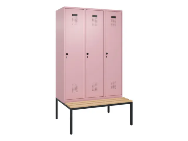 locker met bank,voor scheiding van kleding,HxBxD 2120x1200x815mm,3vak