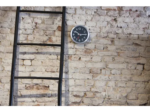 Wandklok NeXtime 'Station' Ø19cm, geborsteld aluminium zwart