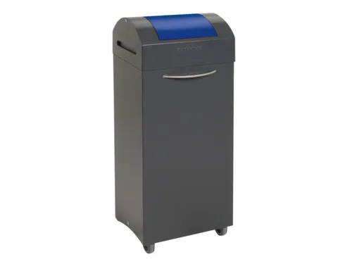 Afvalbak 75 Liter 840x380x320mm Plaatstaal 2 Wielen Klep Blauw
