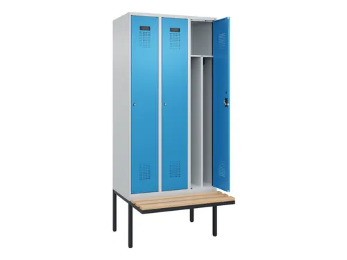 locker met bank,voor scheiding van kleding,HxBxD 2120x900x815mm,3vak