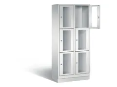 Lockerkast 1800x810x500mm 2x3 vakken Cilinderslot, Sokkel, RAL7035