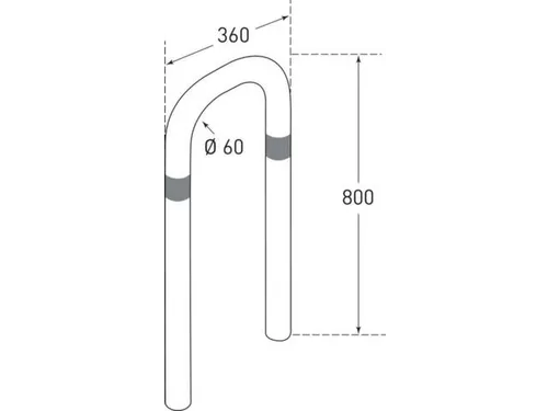 beschermbeugel,v. laadzuilen,boog,HxB 800x360mm,staal vuurverzinkt