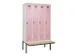 locker met bank,voor scheiding van kleding,HxBxD 2120x1200x815mm,4vak