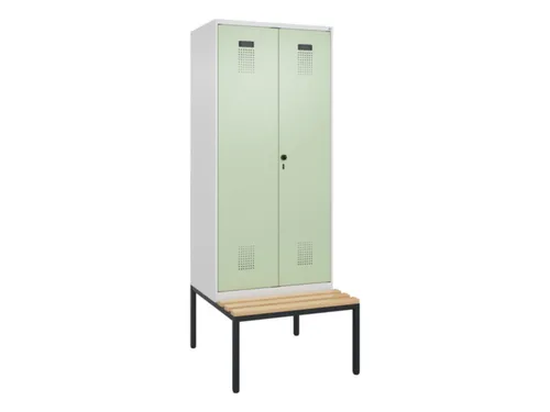 locker met bank,voor scheiding van kleding,HxBxD 2120x800x815mm,2vak