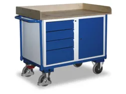 Tafel- En Kastwagen 400kg Laadvl. Lxb 1125x625mm 1 Kast 4 Laden Ral501