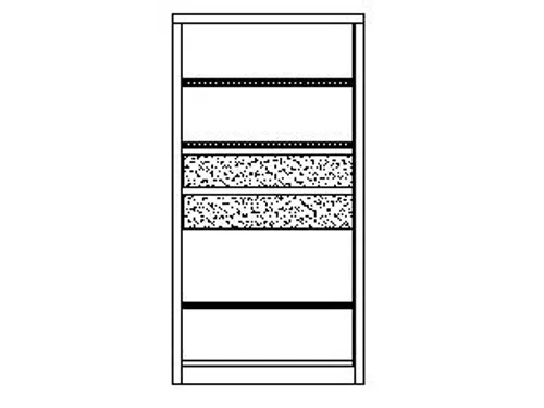 systeemkast,HxBxD 1950x1040x630mm,3xStalen bodem,RAL7035,front RAL5012
