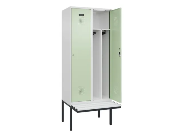 locker met bank,voor scheiding van kleding,HxBxD 2120x800x815mm,2vak