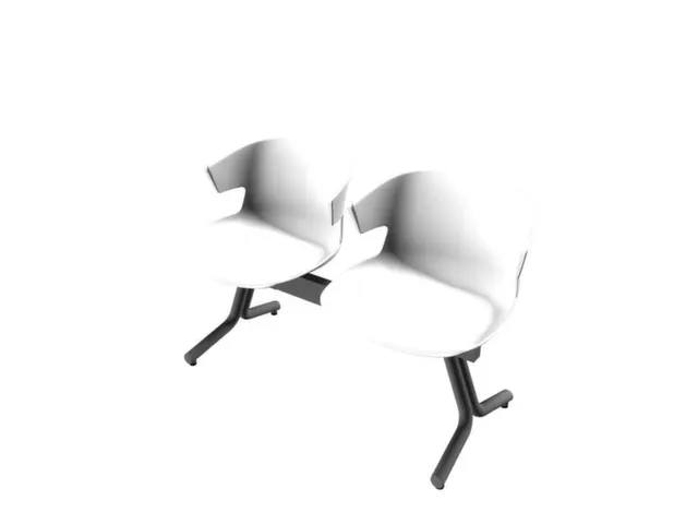 Wachtkamerbank 2Zittingen Kunststof Kuipen Wit Frame Antraciet