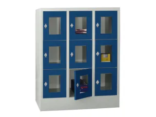 lockerkast,HxBxD 1187x900x500mm,3x3vakken,RAL7035,front RAL5010 - 2