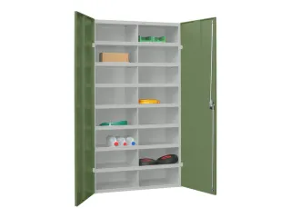 Materiaalkast Staal 1800x1000x530mm 16vakken Ral7035 Front Ral6011 - 2
