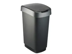 Afvalbak Twist 50 liter Zwart Zilver