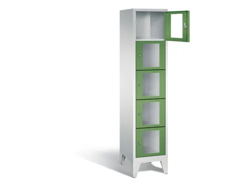 Lockerkast 1850x420x500mm 1x5 vakken Cilinderslot Poten, RAL6011