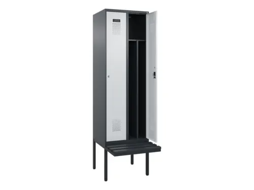 locker met bank,voor scheiding van kleding,HxBxD 2120x600x815mm,2vak