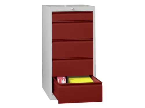 ladekast,HxBxD 1000x500x600mm,5lade(n),cil.-slot,RAL7035,front RAL3000