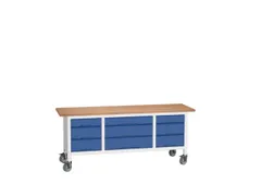 werkbank HxBxD 830x2000x600mm multiplexblad 9laden RAL7035