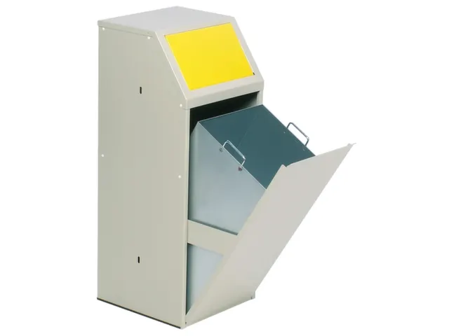 Afvalverzamelaar 69 Liter Recyclebaar materiaal Klep Voorzijde Geel