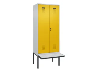 locker met bank,voor scheiding van kleding,HxBxD 2120x800x815mm,2vak - 2