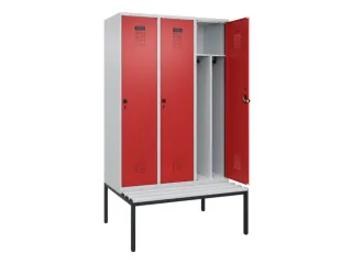 locker met bank,voor scheiding van kleding,HxBxD 2120x1200x815mm,3vak - 1