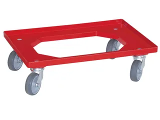Bakonderwagen 250kg Laadvloer 600x400mm Rubberen Wielen Rood - 1