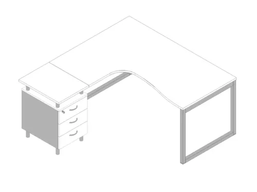 Bureauset Bureau Staand Ladeblok Links 730x1600x1650mm Wit Zilver
